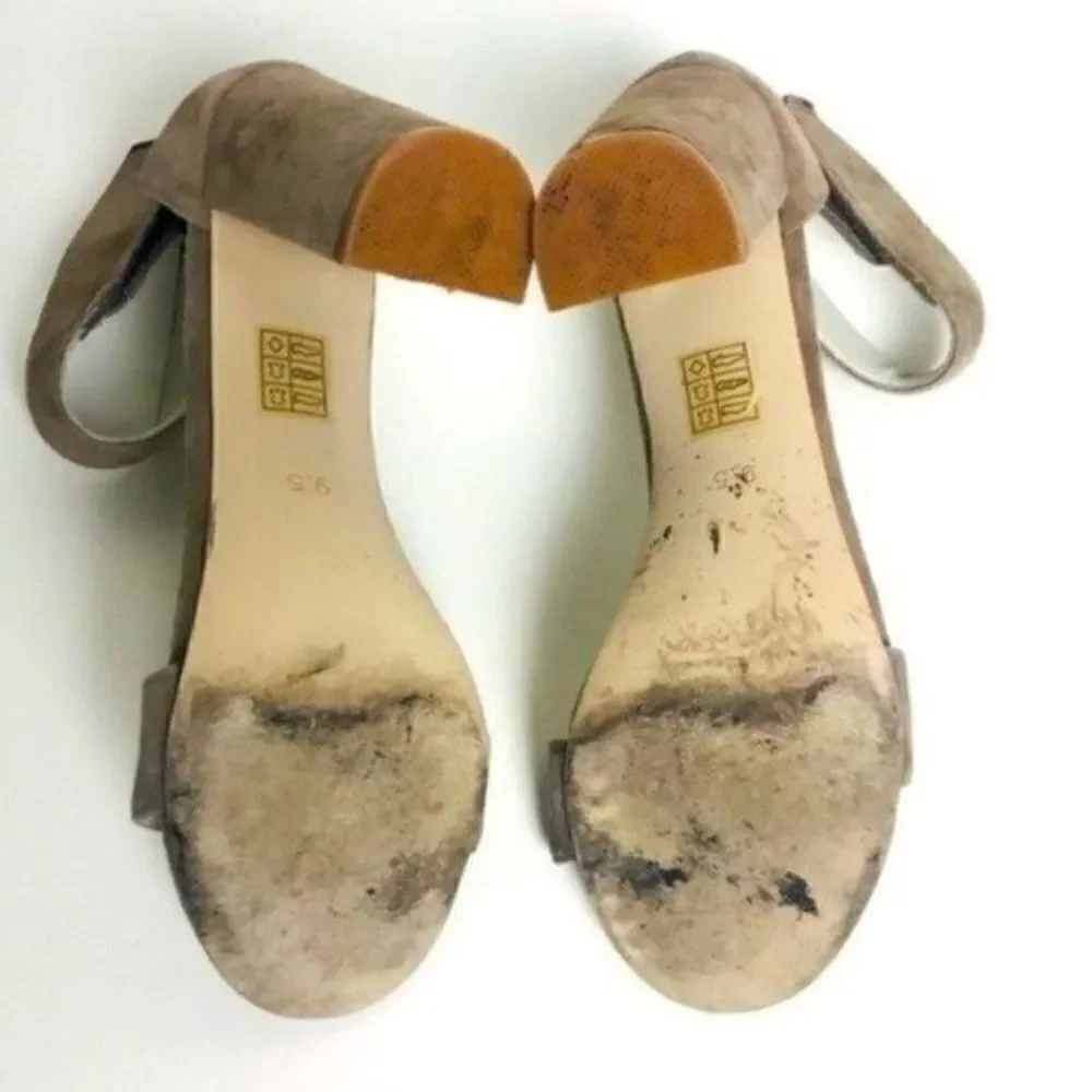 Jeffrey Campbell Lindsay Ankle Strap Heels nude cream suede 9.5 BoxG